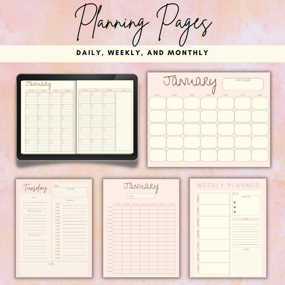 PLR Pastel Home Management Planner | Editable Household Templates