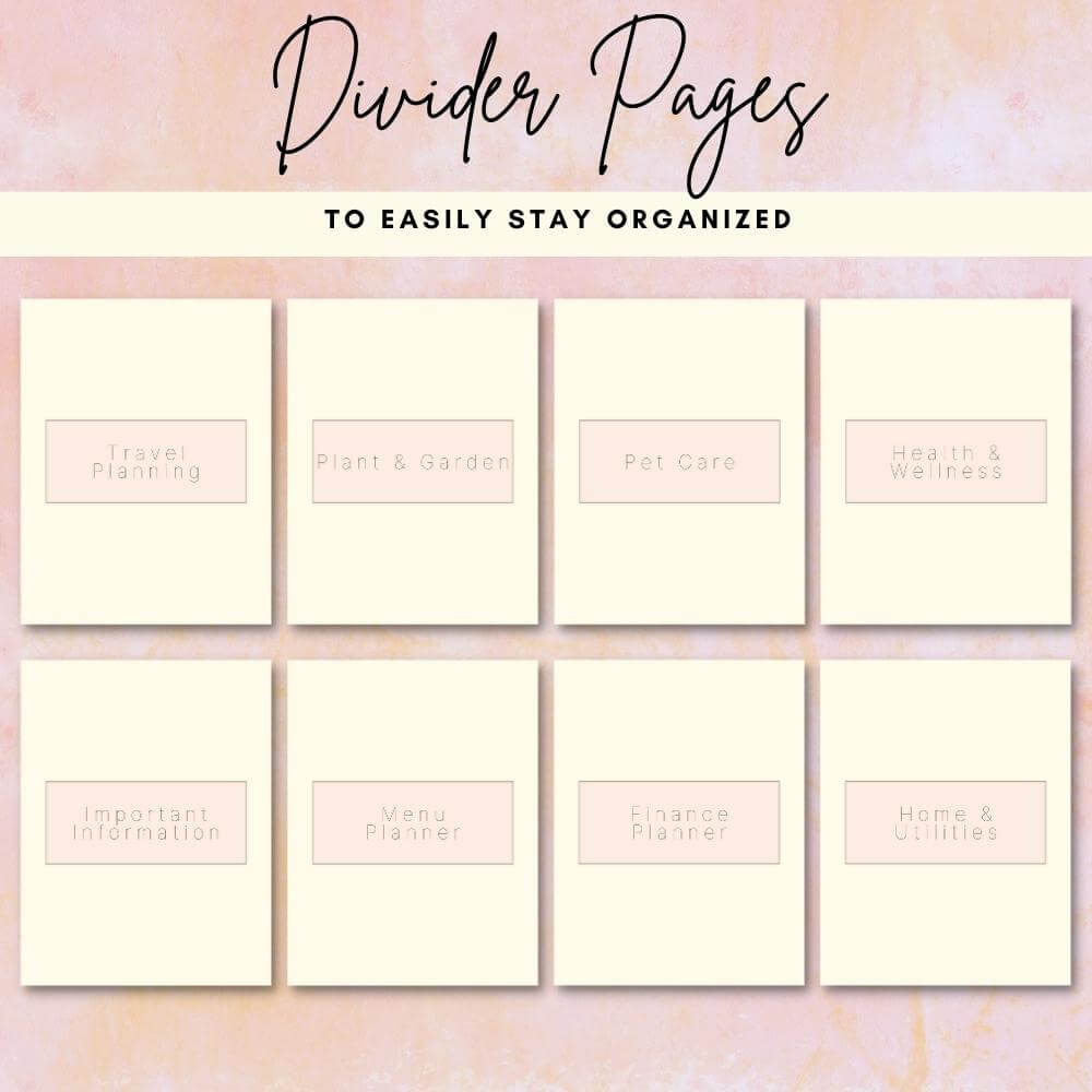 PLR Pastel Home Management Planner | Editable Household Templates