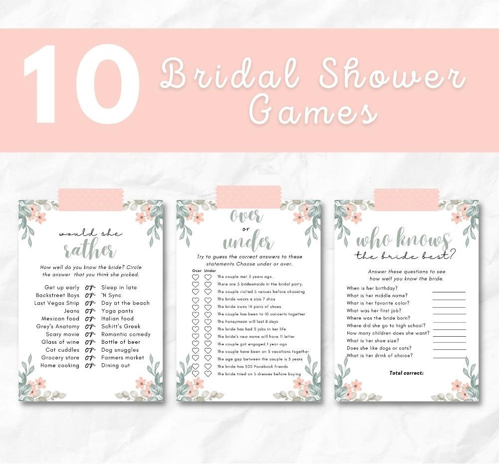 Pink Bridal Shower Games – 10 Fun Party Printables