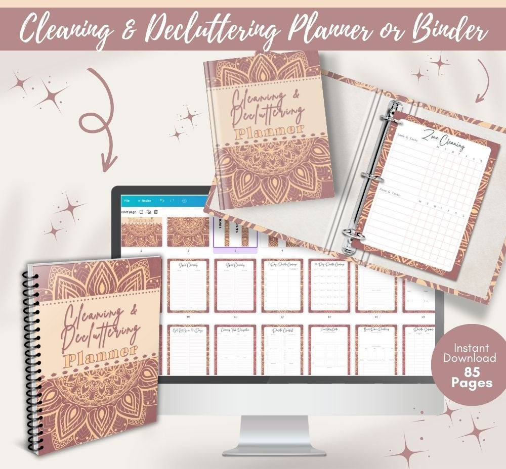 Pink Cleaning & Decluttering Planner | Organize Chores with Style