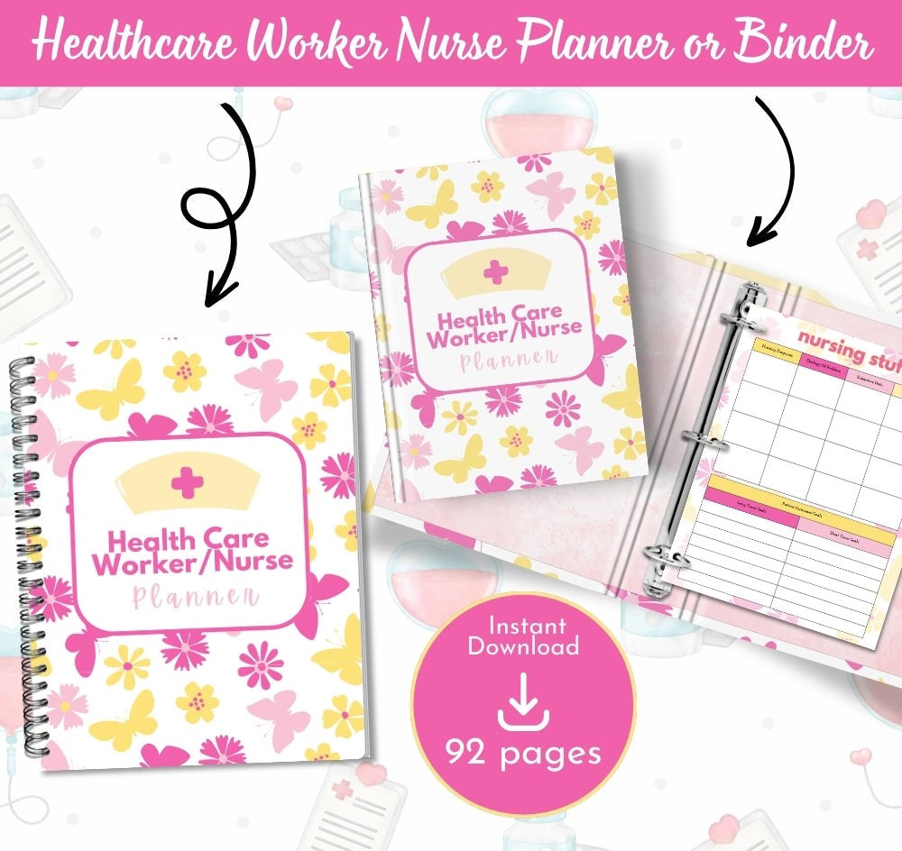 PLR Pink Healthcare Worker/Nurse Planner | Editable Organizer Templates