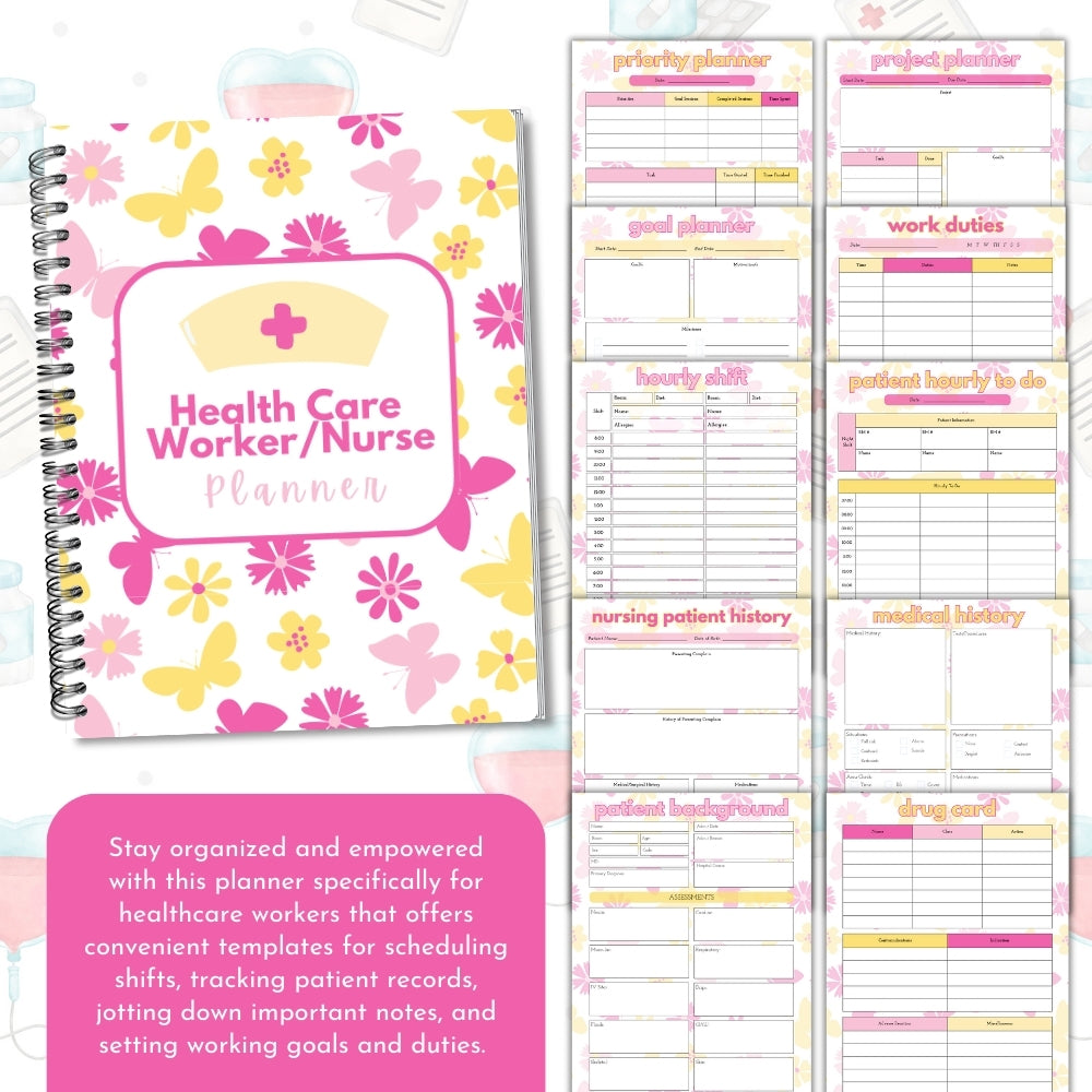 PLR Pink Healthcare Worker/Nurse Planner | Editable Organizer Templates