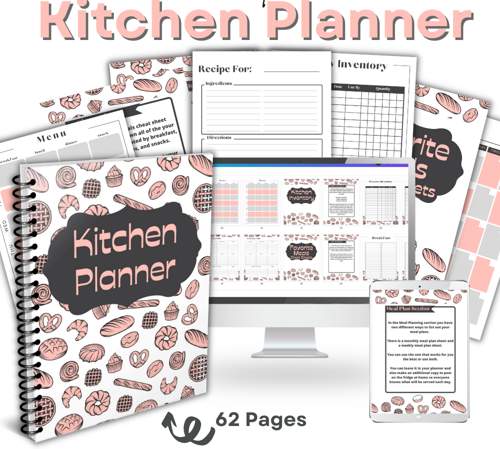 Pink Kitchen Planner | Organize Meals Shopping & Recipes
