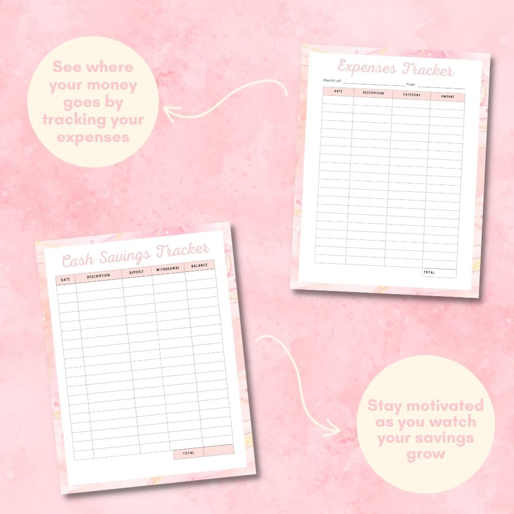 PLR Personal Finance Planner | Pink Editable Budget Templates