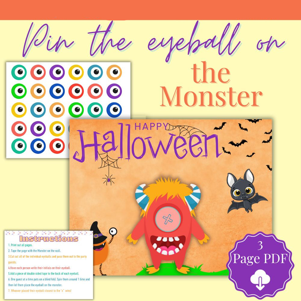 Pin the Eyeball on the Monster – Halloween Party Game