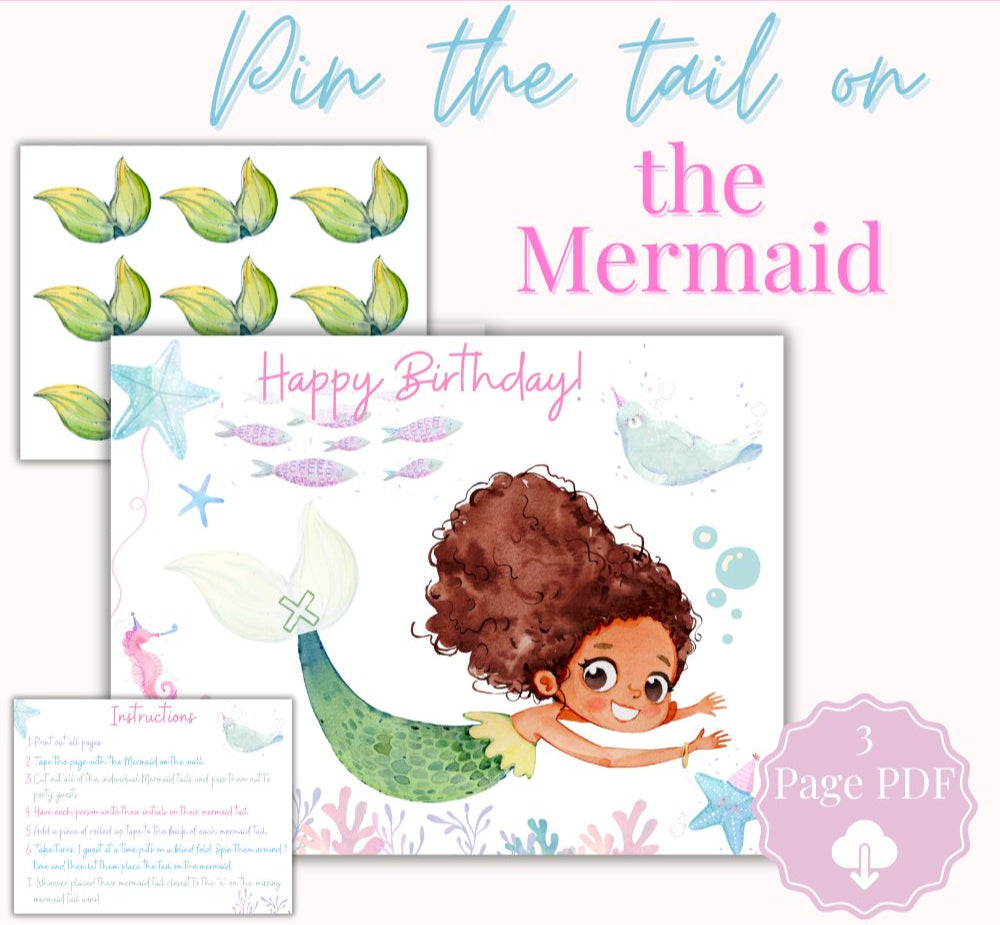 Pin the Tail on the Mermaid – Birthday Party Game