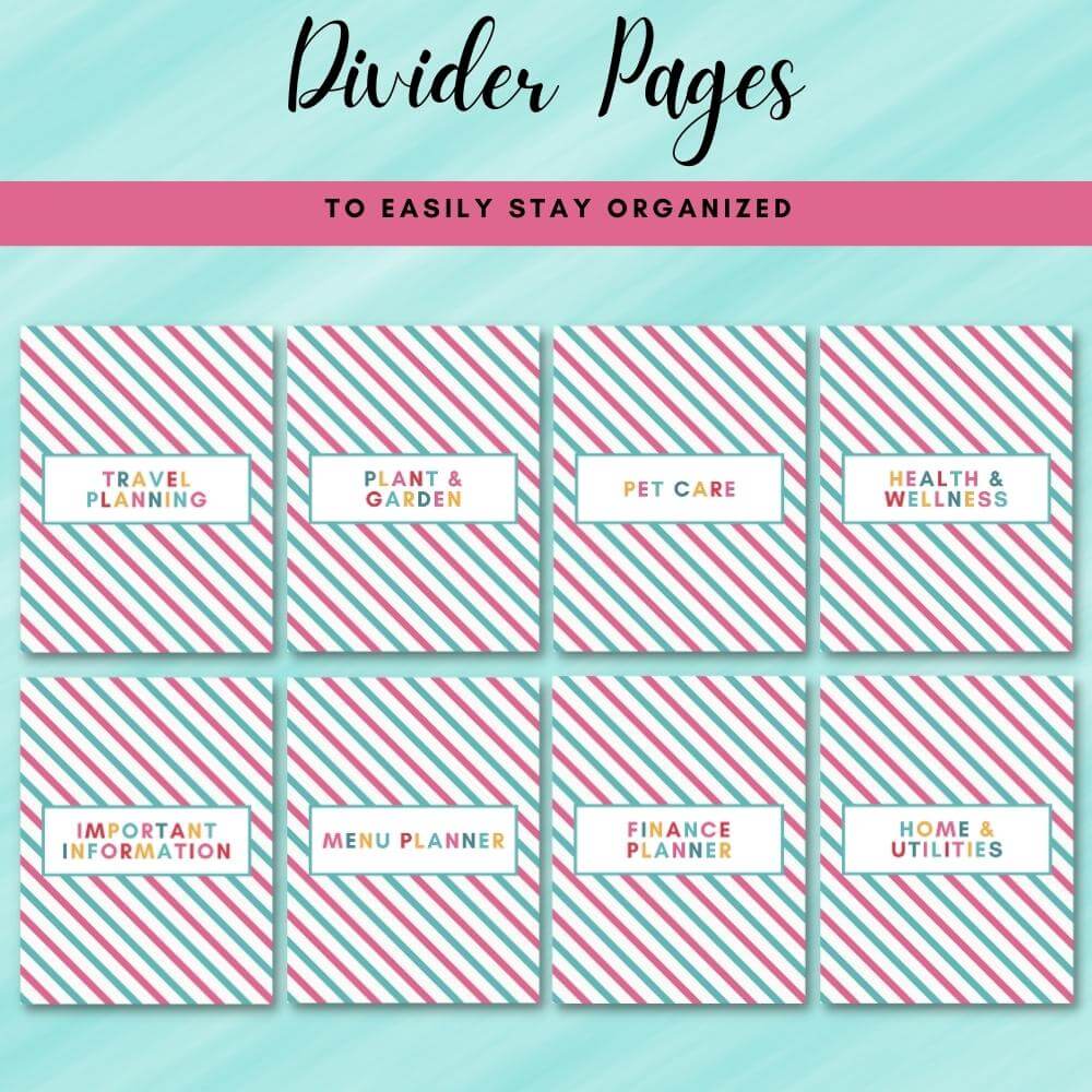 PLR Home Management Planner | Multicolor Editable Binder Templates
