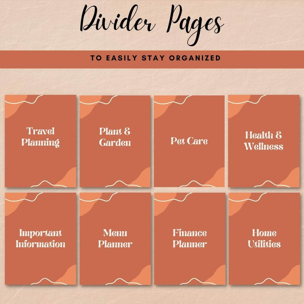 PLR Home Management Planner | Orange Editable Binder Templates