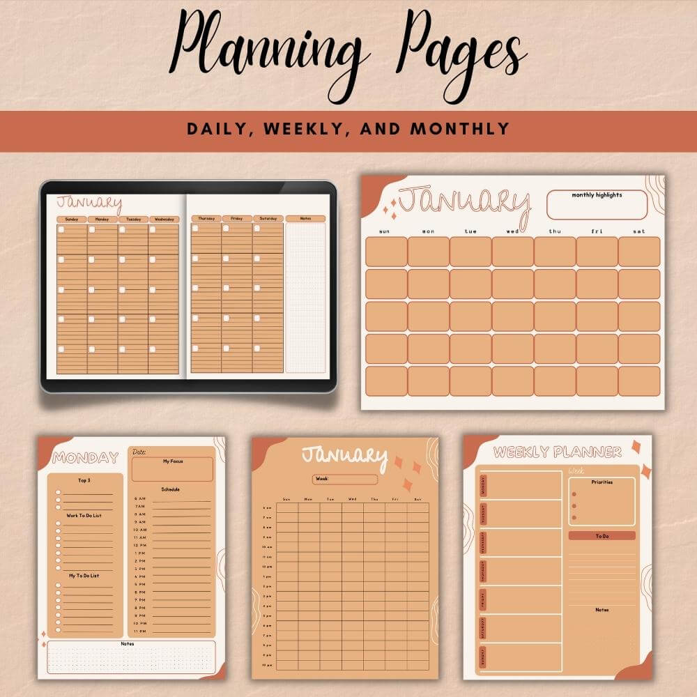 PLR Home Management Planner | Orange Editable Binder Templates