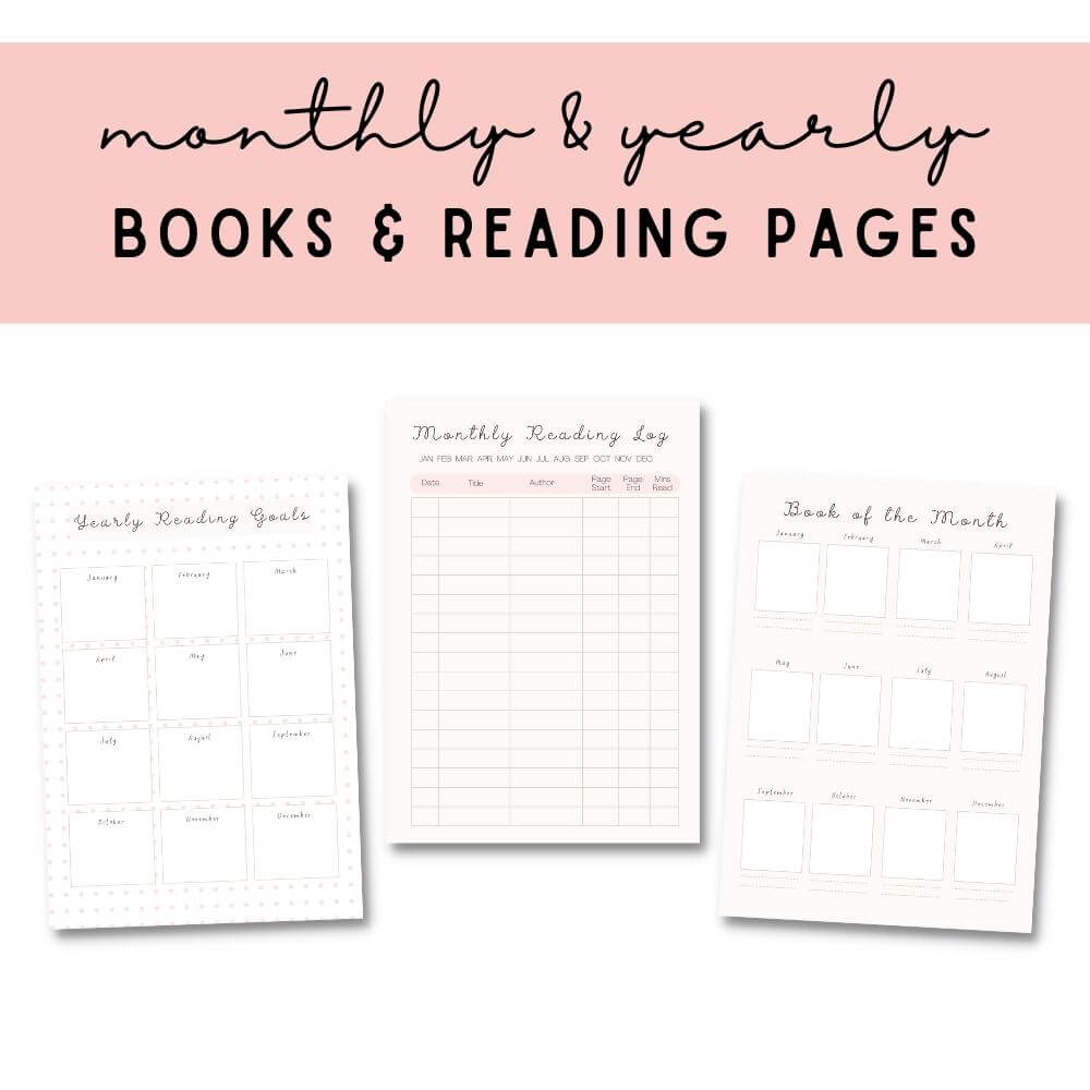 PLR Pink Reading Planner | Editable Book Tracker & Journal Templates