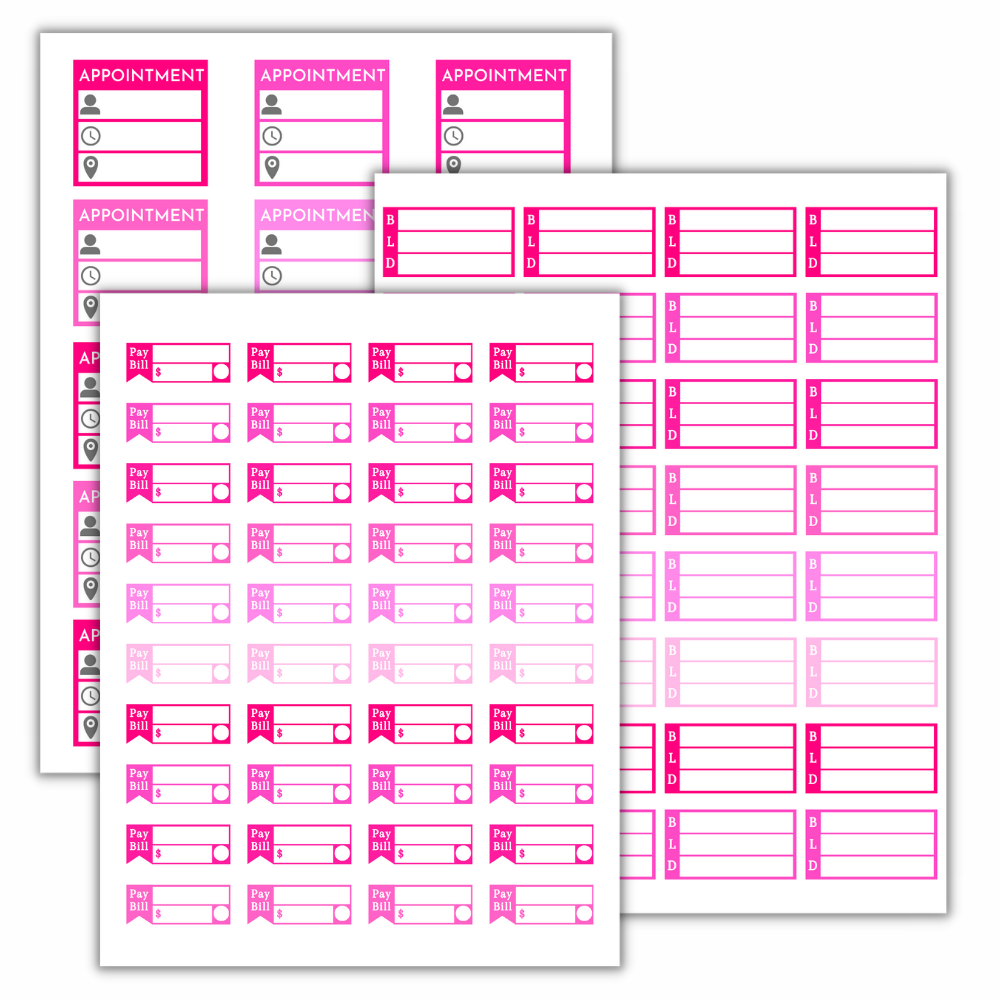 Pink Planner Stickers – 16 Page Printable Set