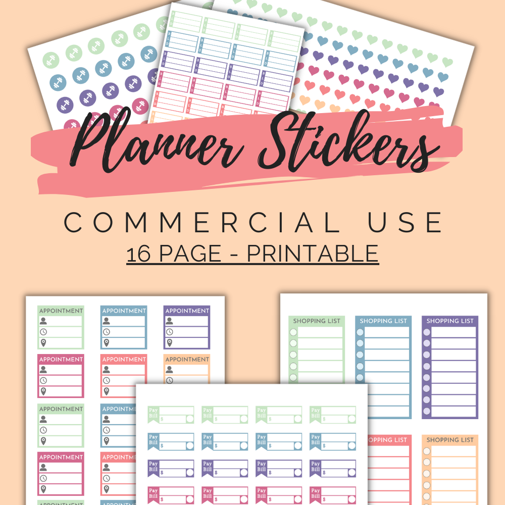 Colorful Planner Stickers – 16 Pages of Fun Designs