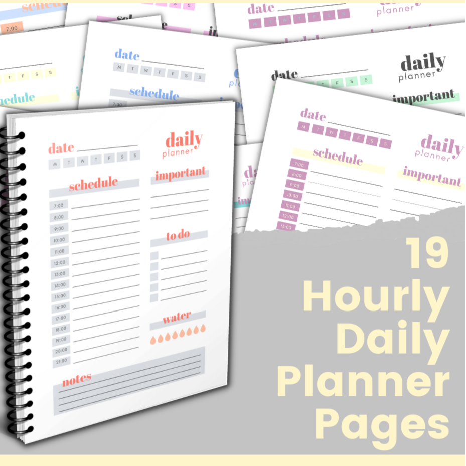 19 Hourly Daily Planner Pages