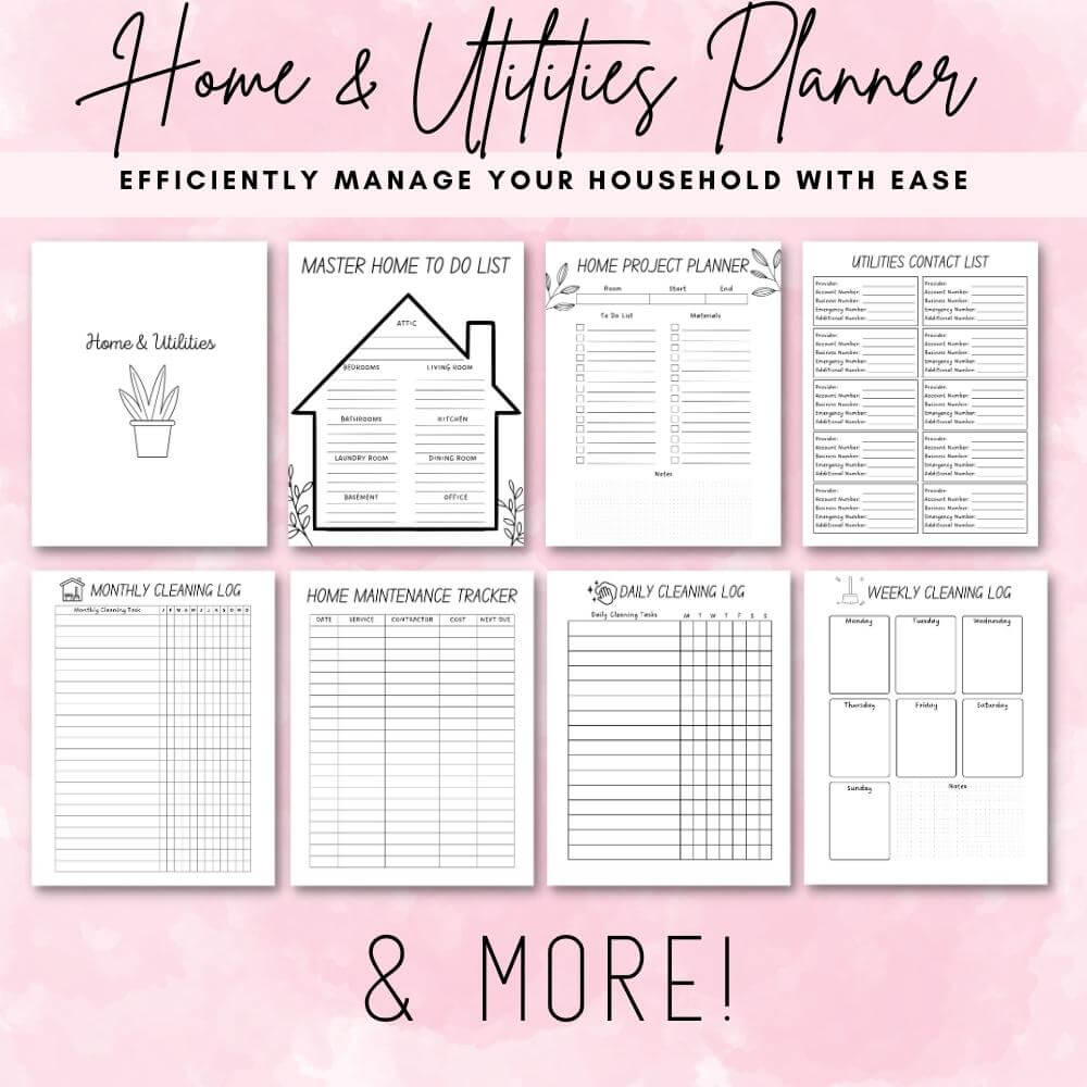 Home Management Planner & Binder | Organize Chores Budgets & Schedules