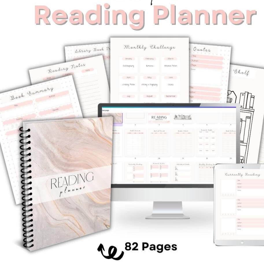PLR Pink Reading Planner | Editable Book Tracker & Journal Templates