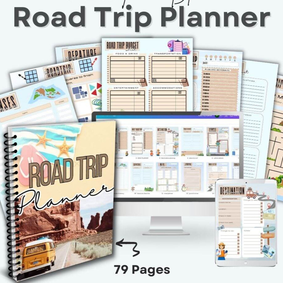 Road Trip Planner in Blue and Tan