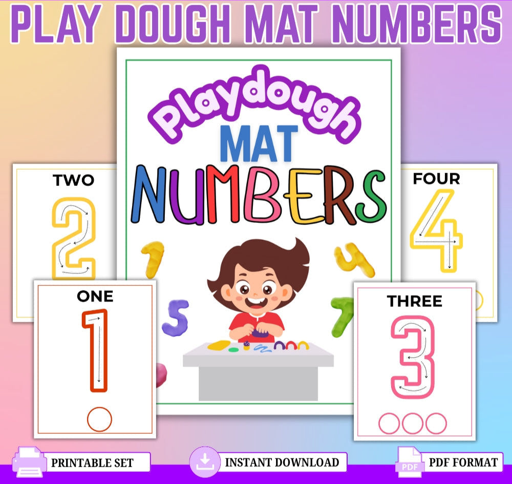 Printable Play Dough Mats – Numbers 1–20 for Kids