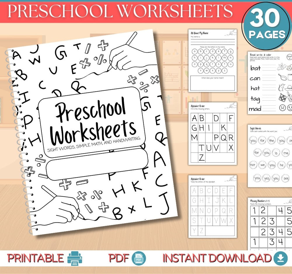 Preschool Worksheets – 30 Fun & Educational Printables