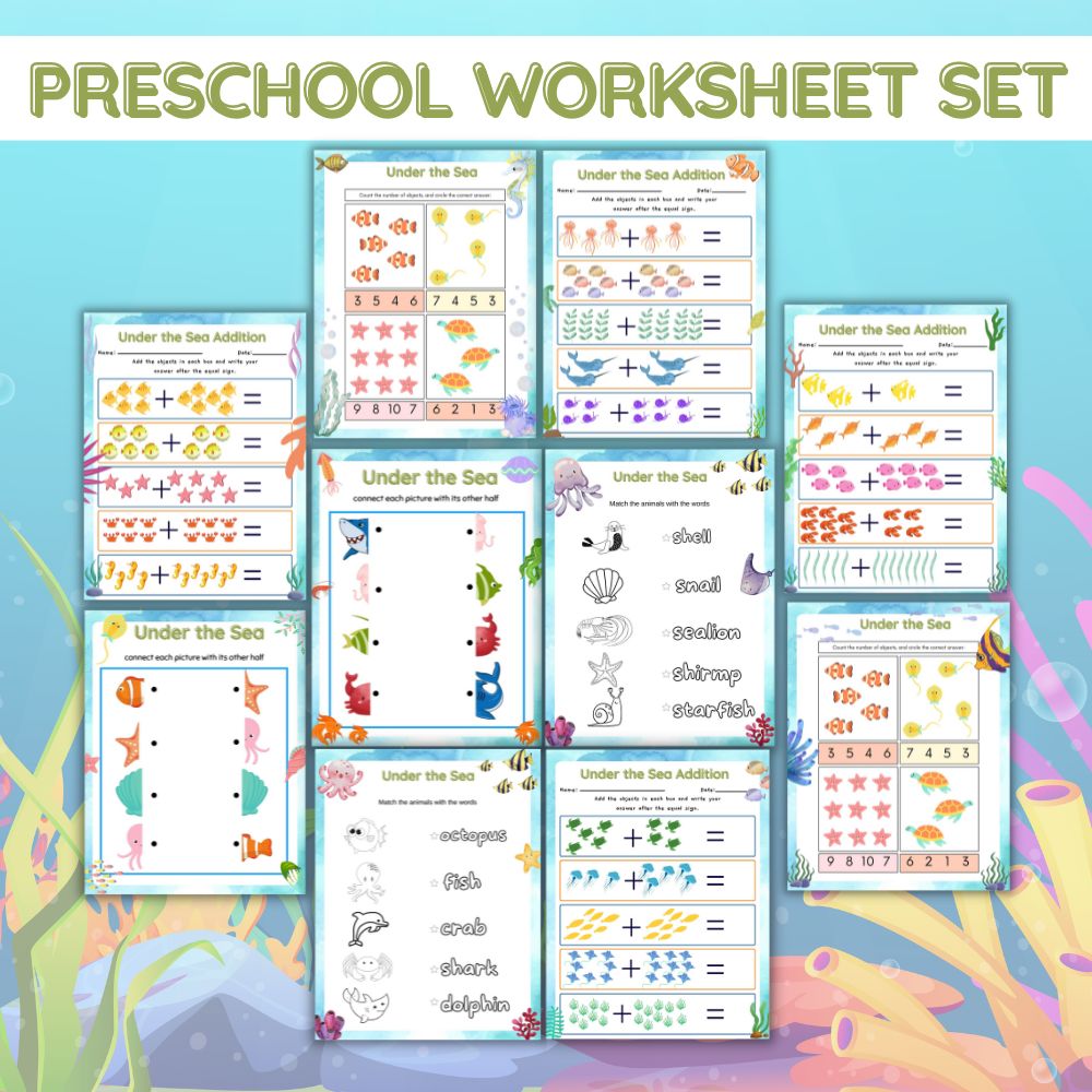 Preschool Worksheets Under the Sea – 50 Ocean Printables