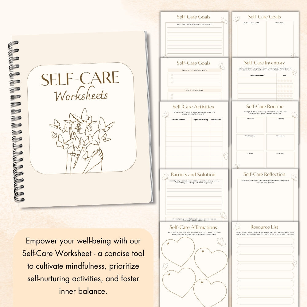 PLR Beige Self-Care Worksheet Set | Journals for self-care | My Store