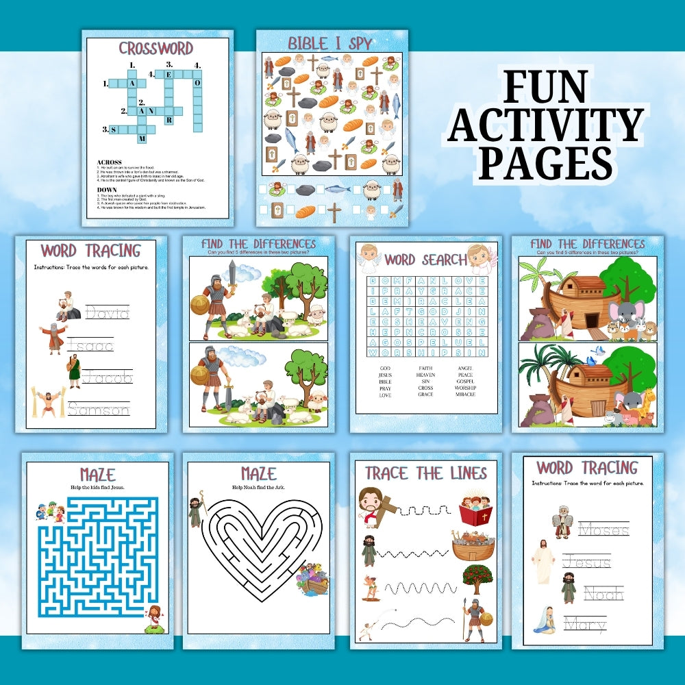 Bible Activity Sheets for Kids – Printable PDF Pack