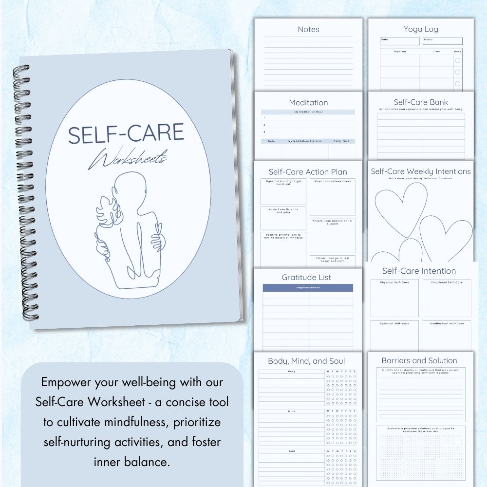 PLR Blue Self-Care Worksheet Set | Journals for self-care | My Store