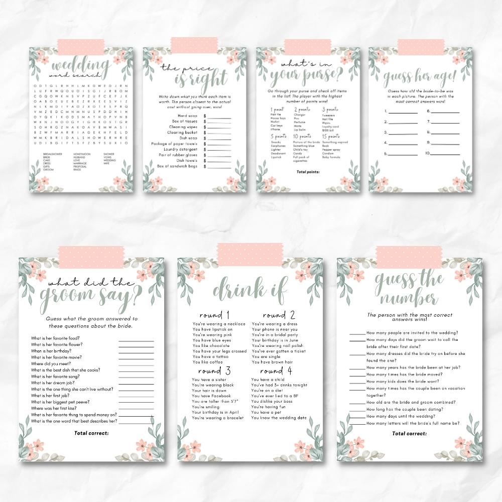Pink Bridal Shower Games – 10 Fun Party Printables