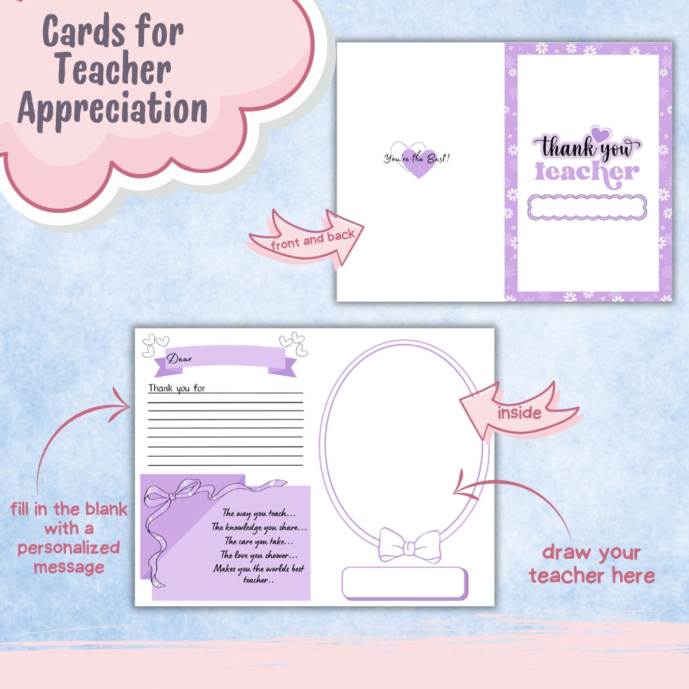 Teacher Appreciation Cards – Printable Pack
