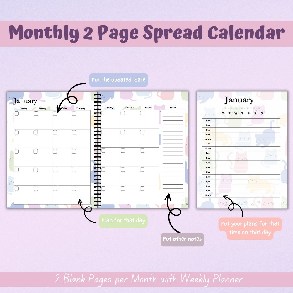 PLR Pastel Cat Care Planner | Editable Pet Care Organizer Templates