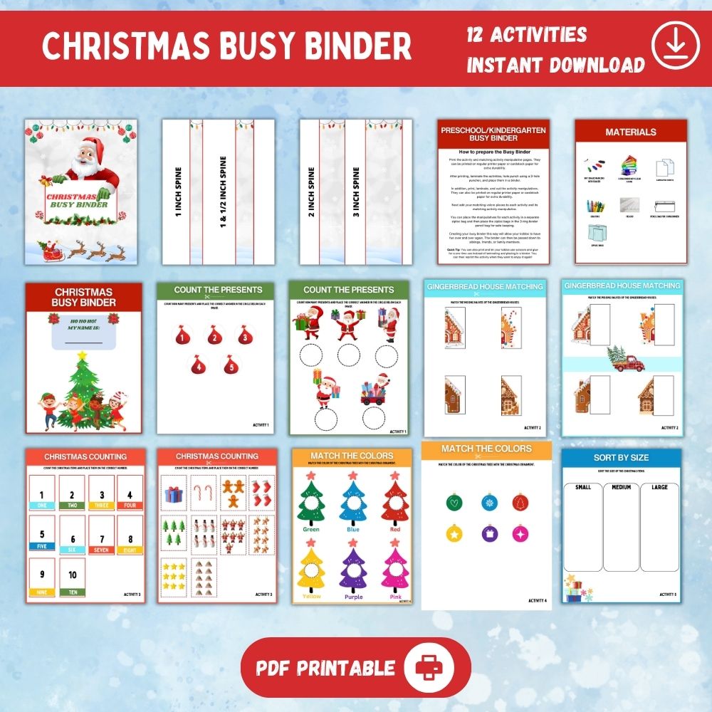 Christmas Busy Binder Printable Kids Activity Book