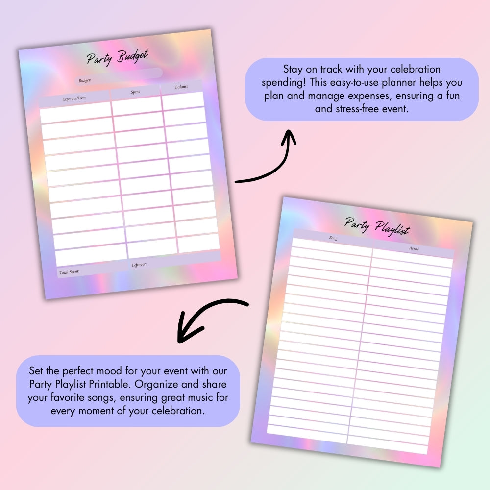 PLR Colorful Event & Party Planner | Editable Party Planning Templates