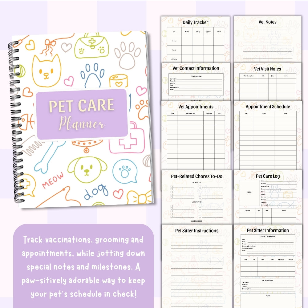 PLR Colorful Pet Planner | Editable Pet Care Organizer Templates