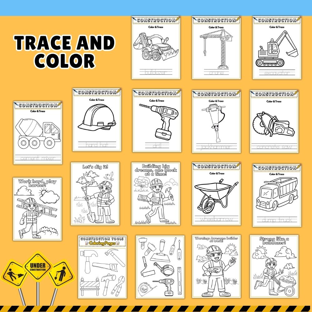Construction Learning Activities – 45 Printable Pages