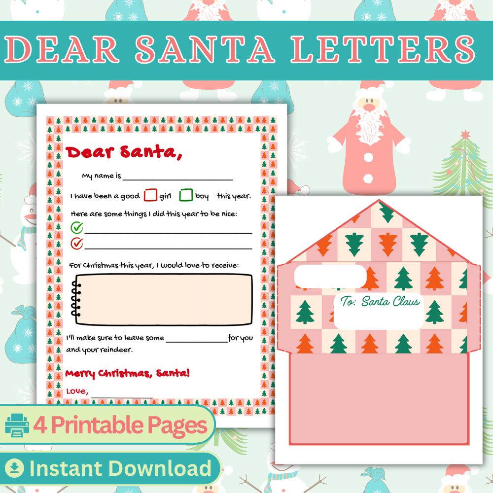 Dear Santa Printable Letters with Matching Envelopes