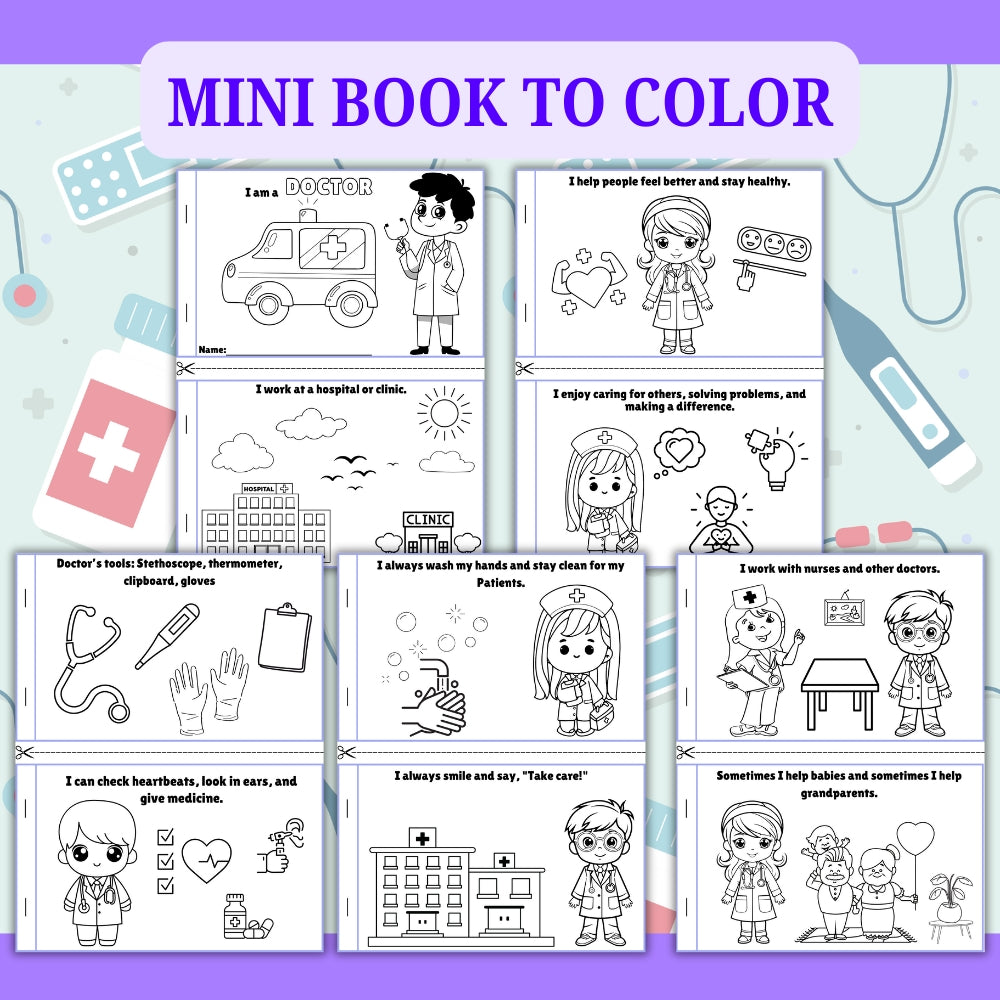 Kids Doctor Activity Pack Printable (24 Pages)