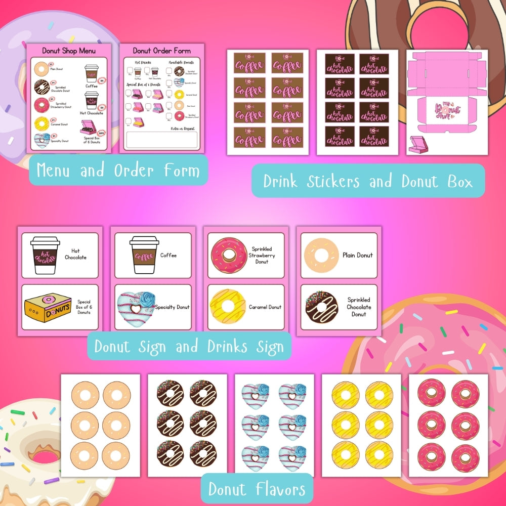 Donut Shop Pretend Play Printables Set – Kids Fun Kit