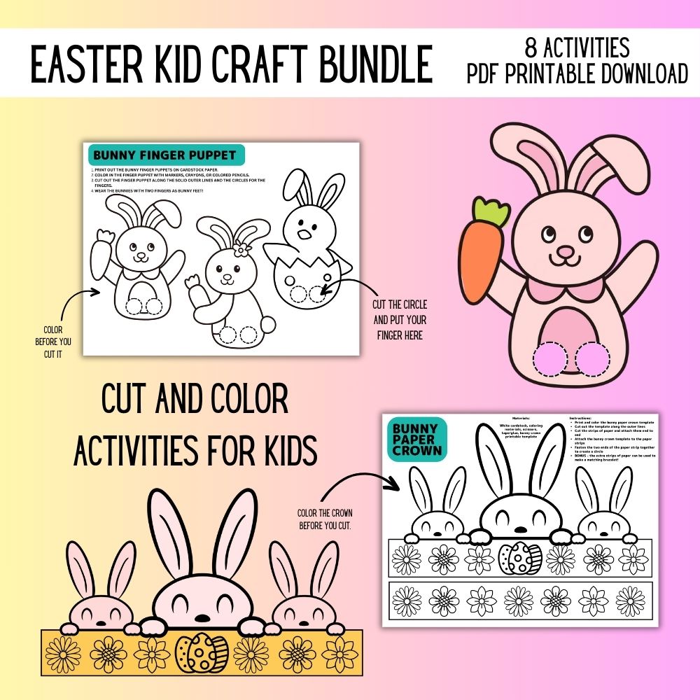 Easter Kids Craft Bundle – 8 Fun Printable Activities