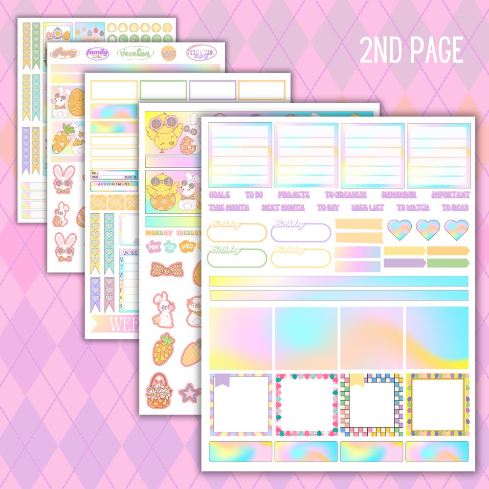 Easter Planner Stickers – 5 Printable Pages PDF