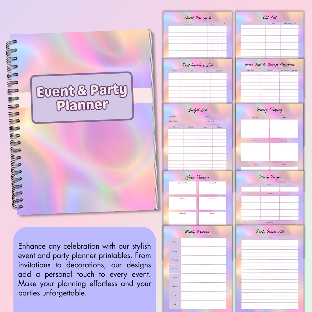 PLR Colorful Event & Party Planner | Editable Party Planning Templates