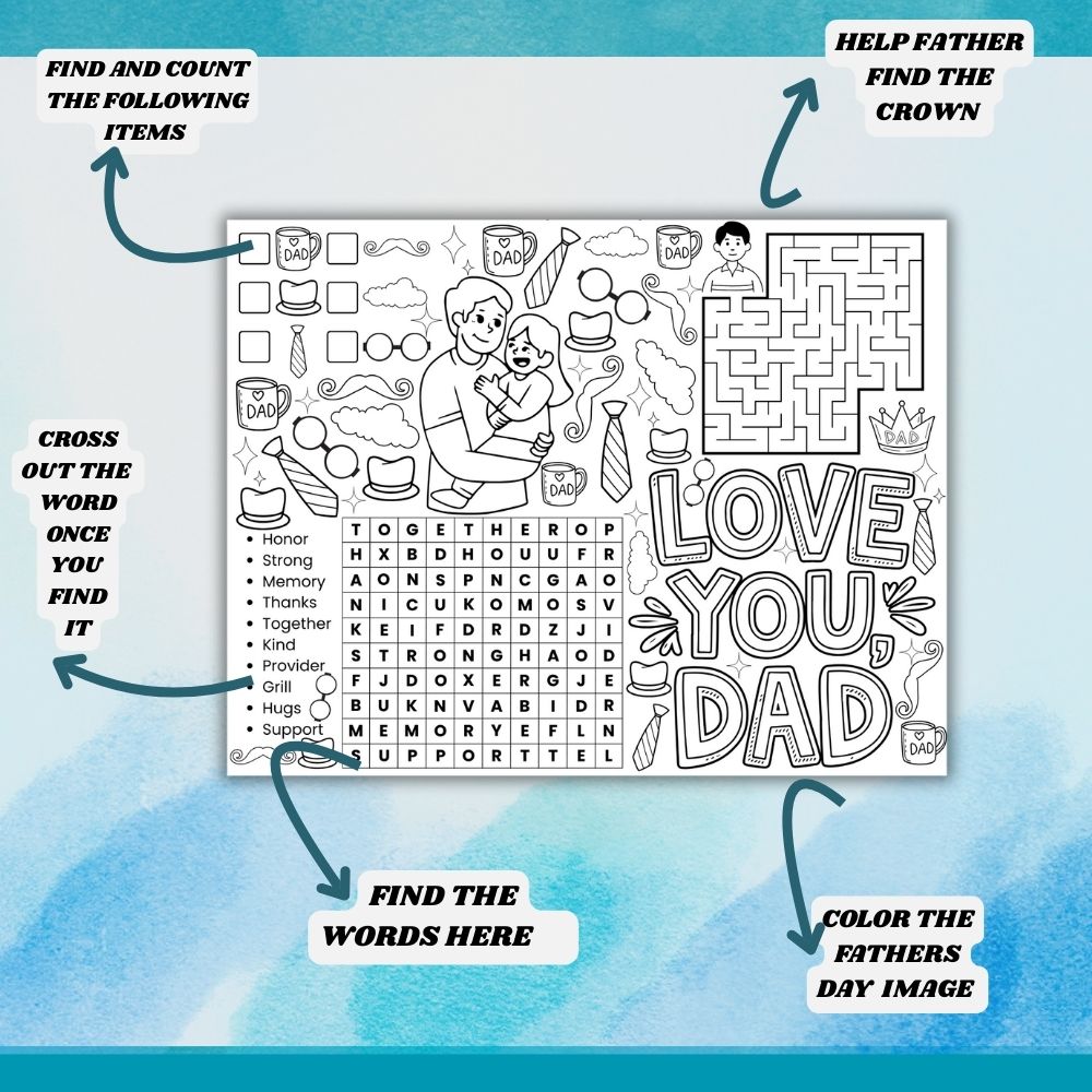 Printable Fathers Day Placemats