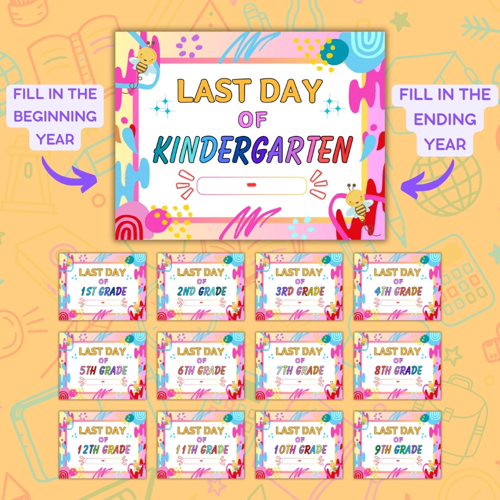 Orange First & Last Day of School Signs Pack