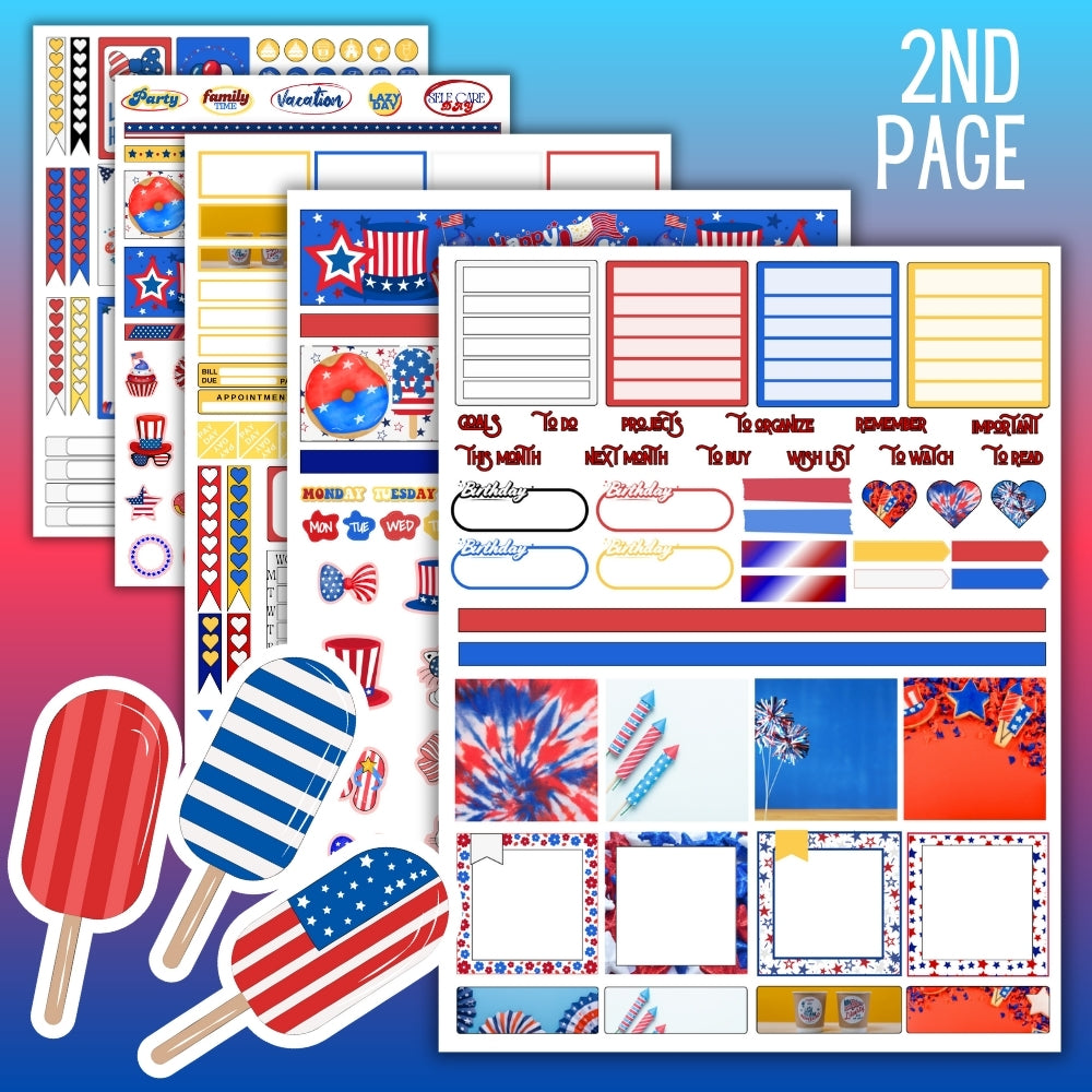 4th of July Planner Sticker Set – Festive Printables