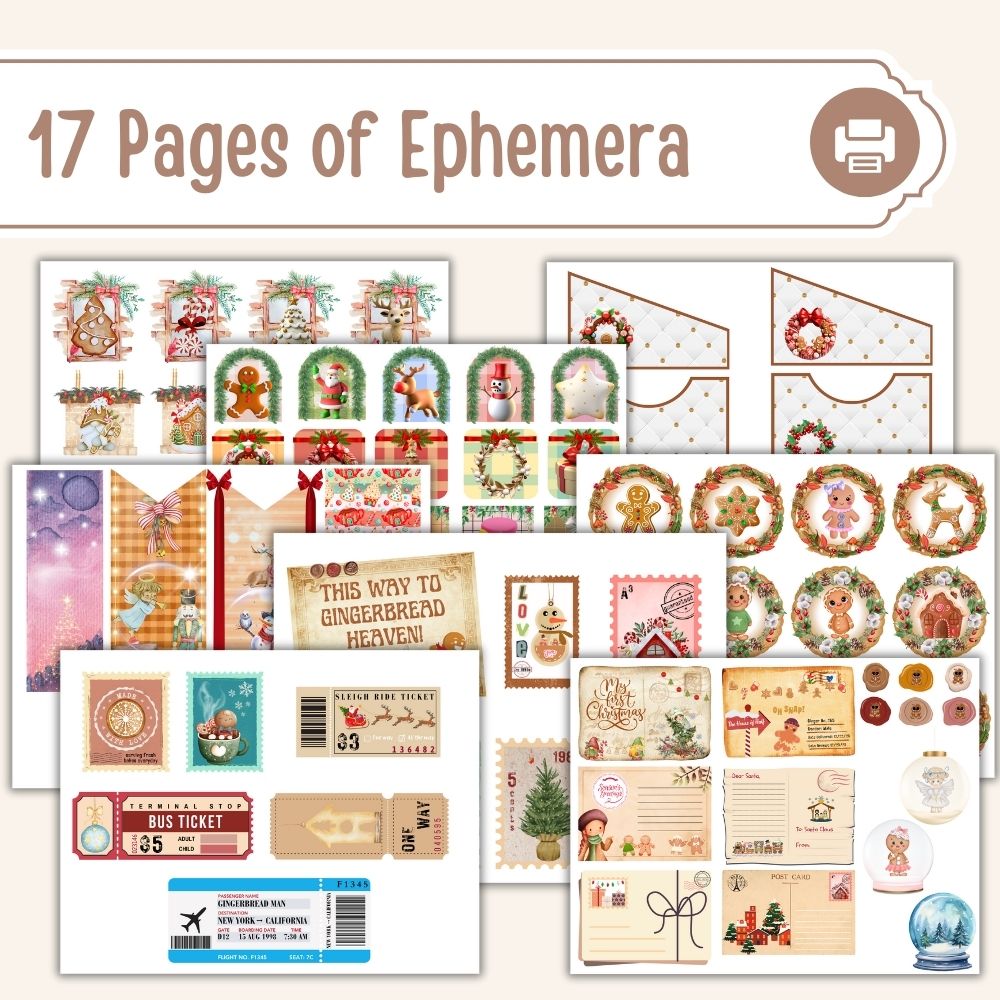 Gingerbread Junk Journal Printables – 37 Pages