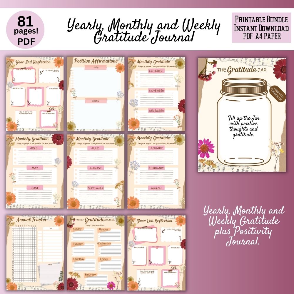 Floral Gratitude Journal – 81 Page Printable