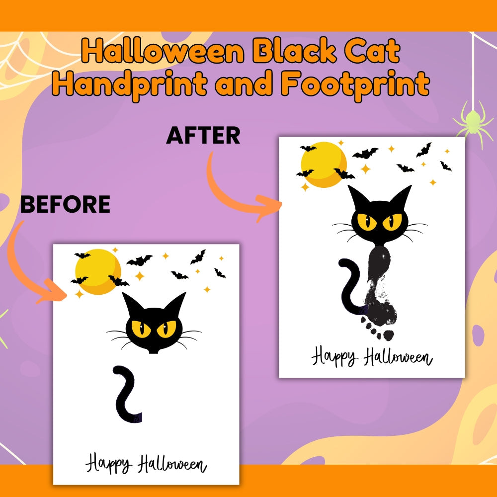 Halloween Black Cat Handprint & Footprint Craft
