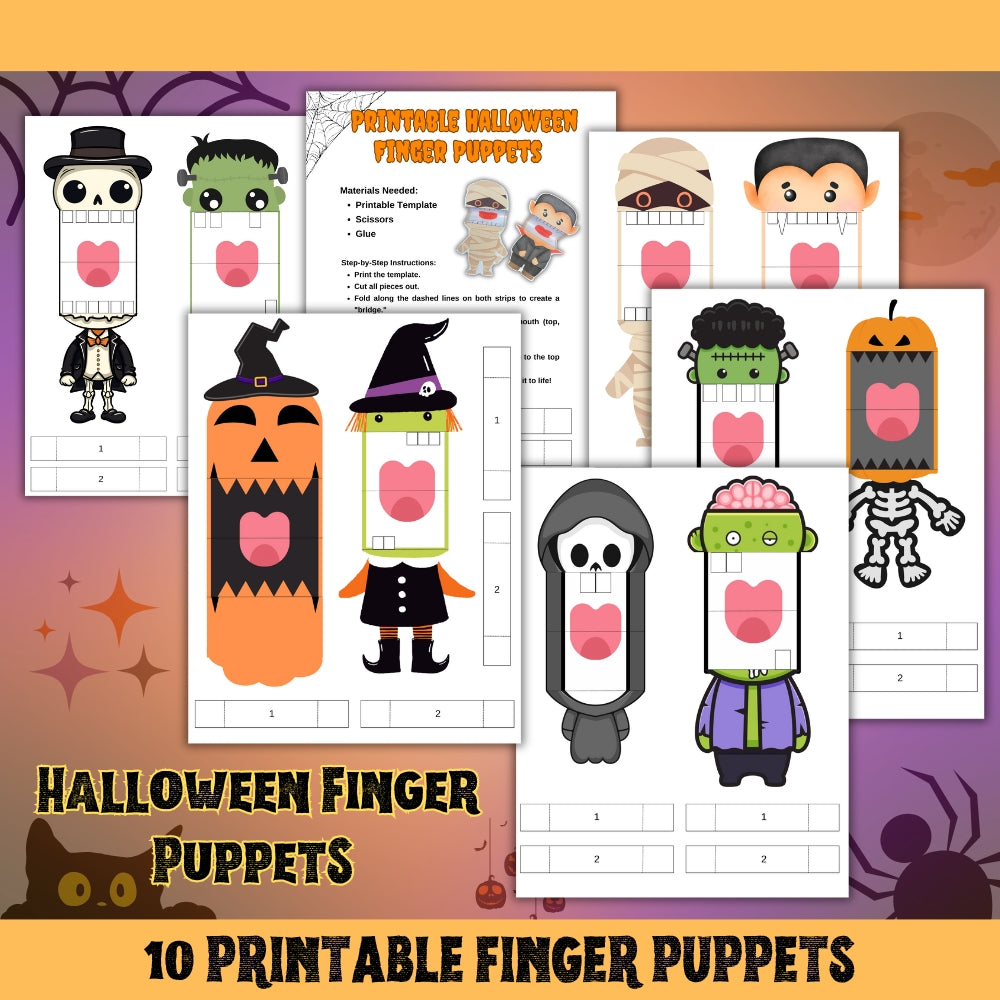 Printable Halloween Finger Puppets for Kids