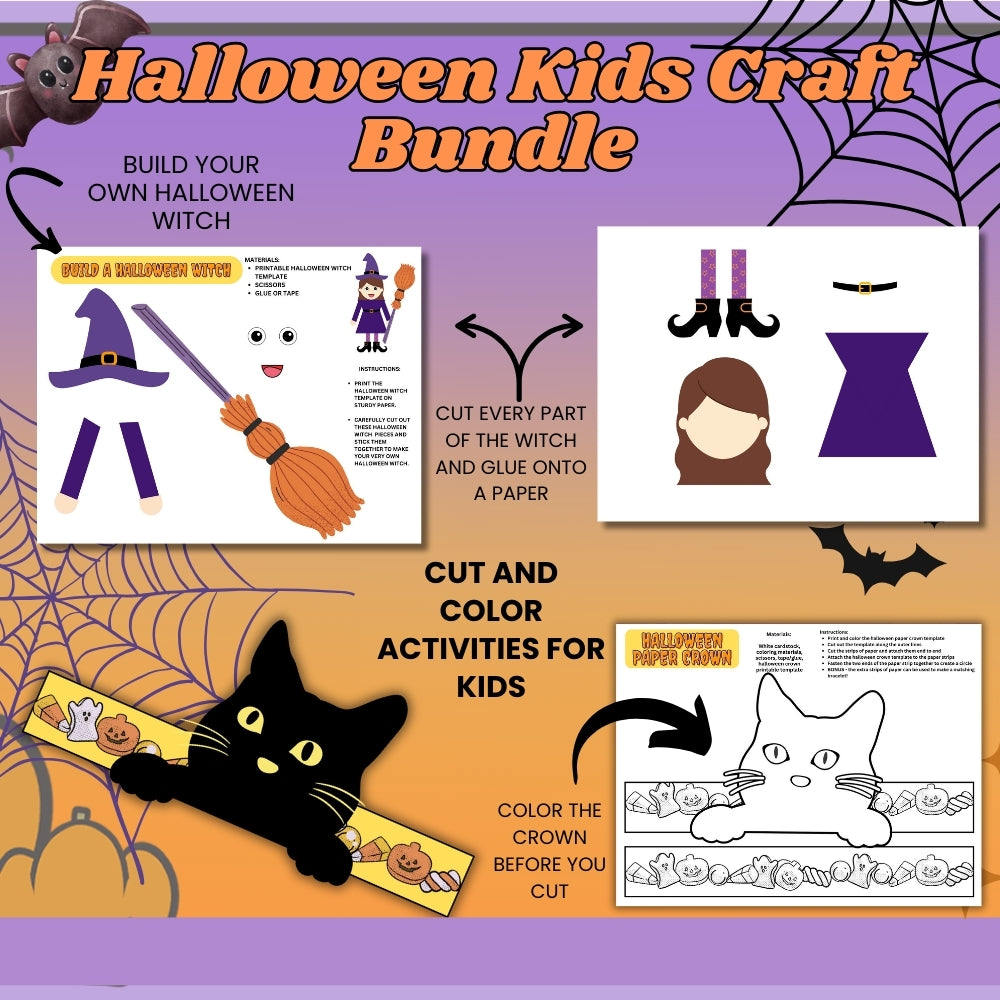 Printable Halloween Kid Craft Bundle – 8 Fun Activities