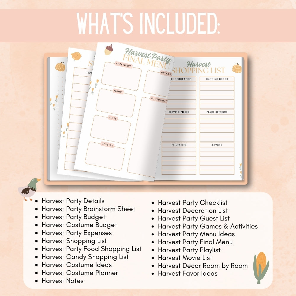 PLR Harvest Party Planner | Printable Editable Fall Templates
