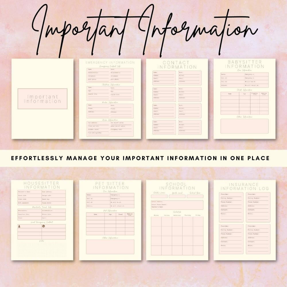 PLR Pastel Home Management Planner | Editable Household Templates