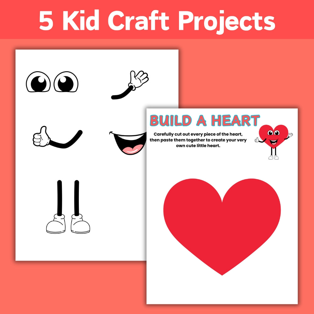 Valentine "Build a" Kid Craft Bundle – 11 Pages Fun